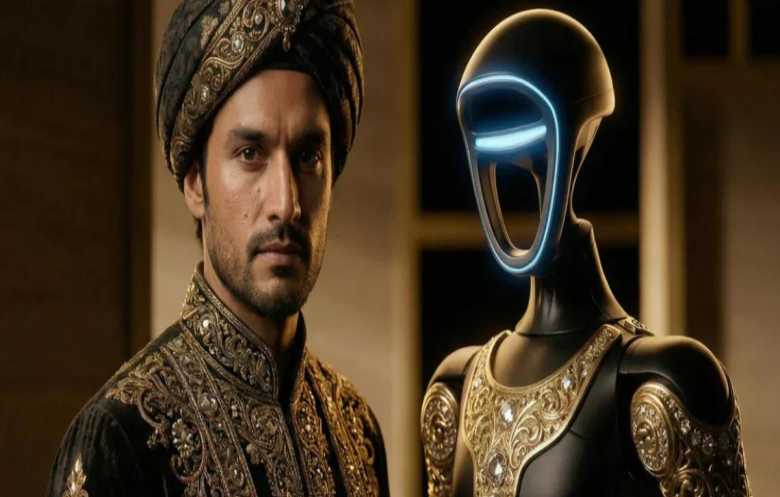 روبوت ذكي مكسو بالذهب مستوحى من التراث العربي