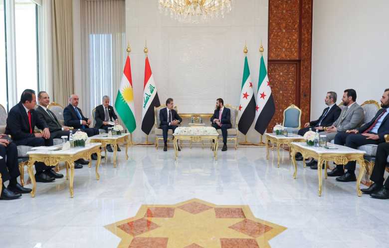 الرئيس الشرع يستقبل رئيس إقليم كردستان العراق في دمشق